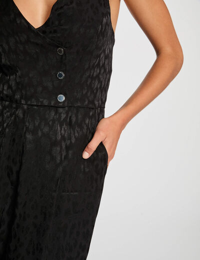 Langer Jumpsuit mit V-Ausschnitt schwarz damen