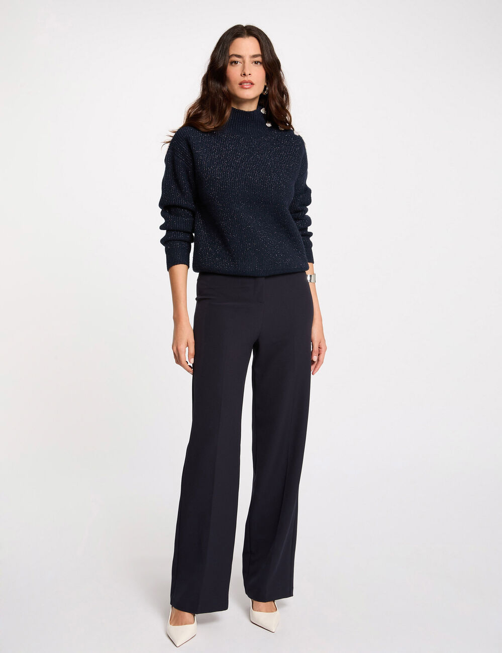 Gerade Hose mit Abnähern marineblau damen