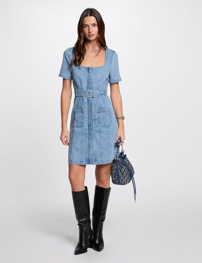 Kurzes, gerades Jeanskleid double stone denim damen