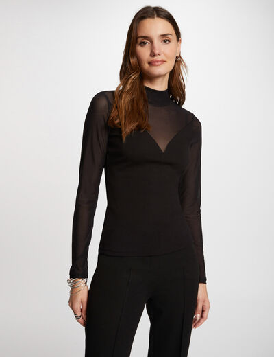T-Shirt mit lange Ärmel schwarz damen