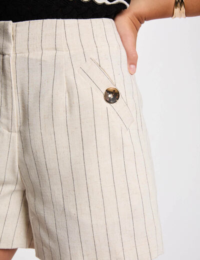 Gestreifte High-Waist-Shorts beige damen