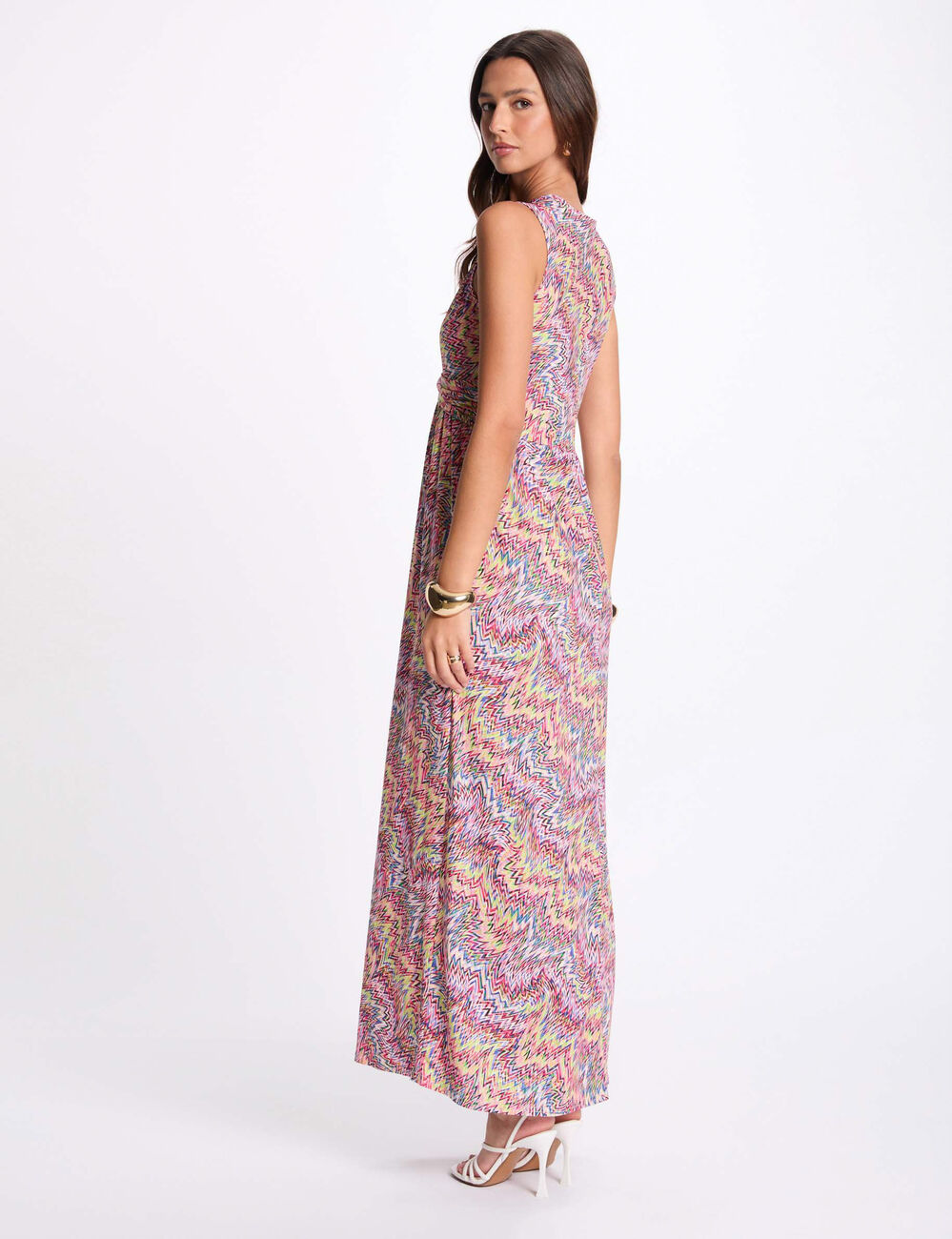 Langes, gerades, bedrucktes Kleid mehrfarbig damen