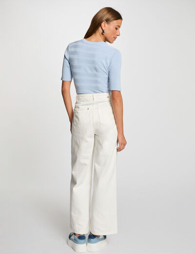 Kurzarm-Pullover Rundkragen himmelblau damen