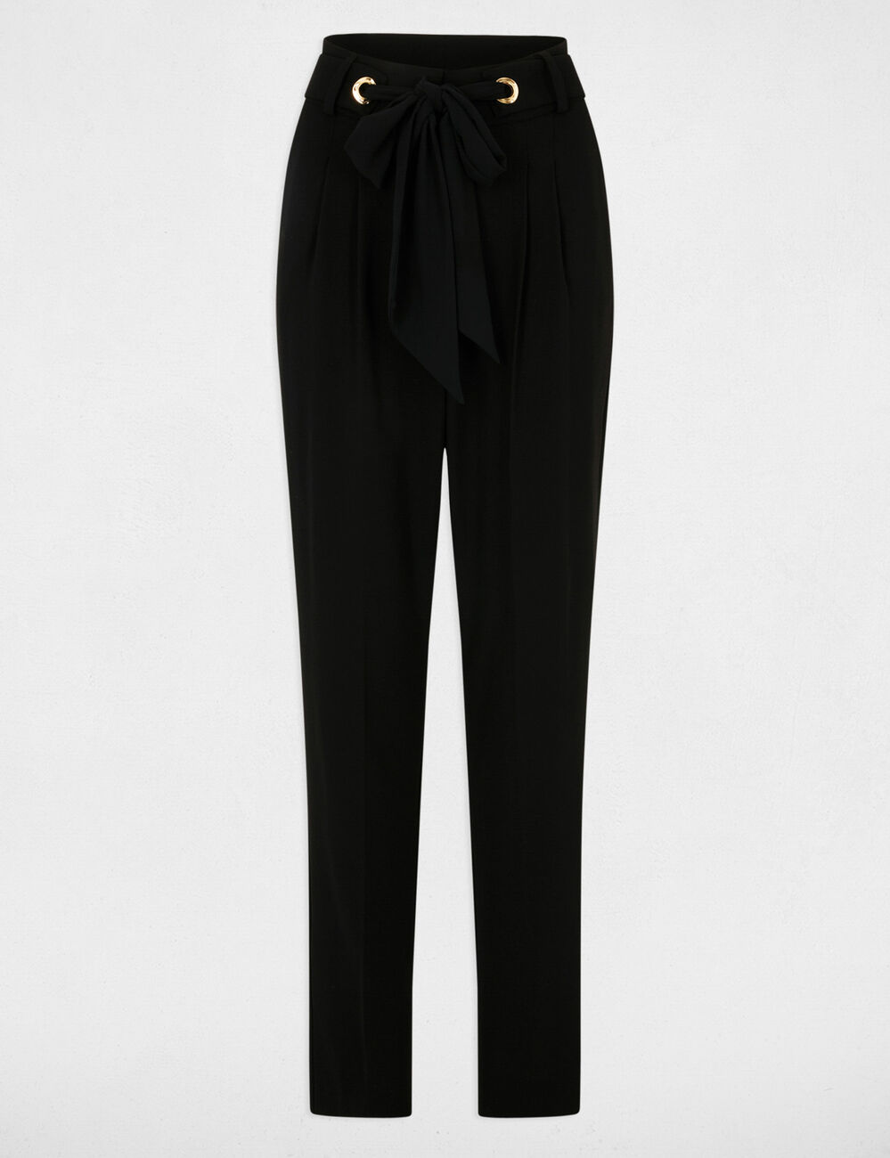 Karottenhose mit Bundfalten schwarz damen