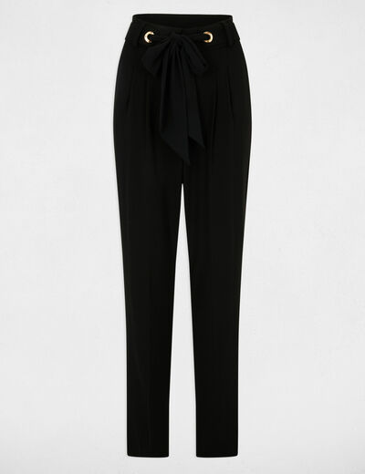 Karottenhose mit Bundfalten schwarz damen