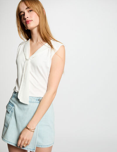 Ärmelloses T-shirt weiss damen