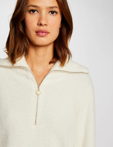 pullover und reiverschluss am kragen elfenbein damen Pullover und Reißverschluss am Kragen elfenbein damen