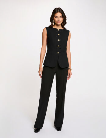 Pantalon droit taille haute noir femme