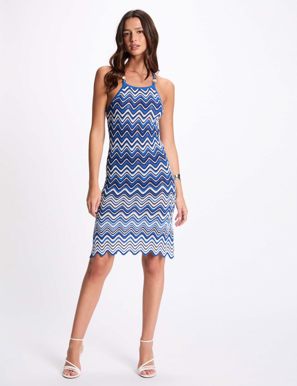 Gerades Strickkleid Schmuck elektrisch blau damen