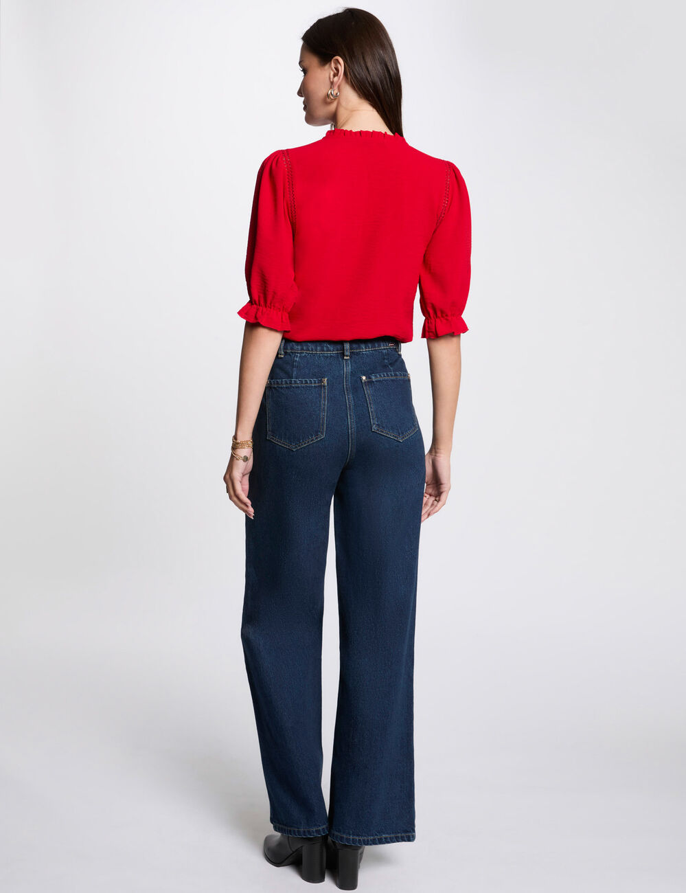Bluse mit 3/4 Ärmeln rot damen