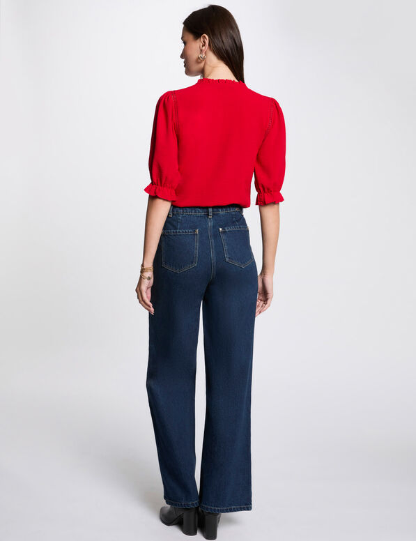 Bluse mit 3/4 Ärmeln rot damen