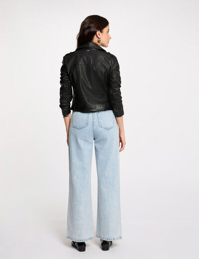 Gerader Blouson mit Reverskragen schwarz damen