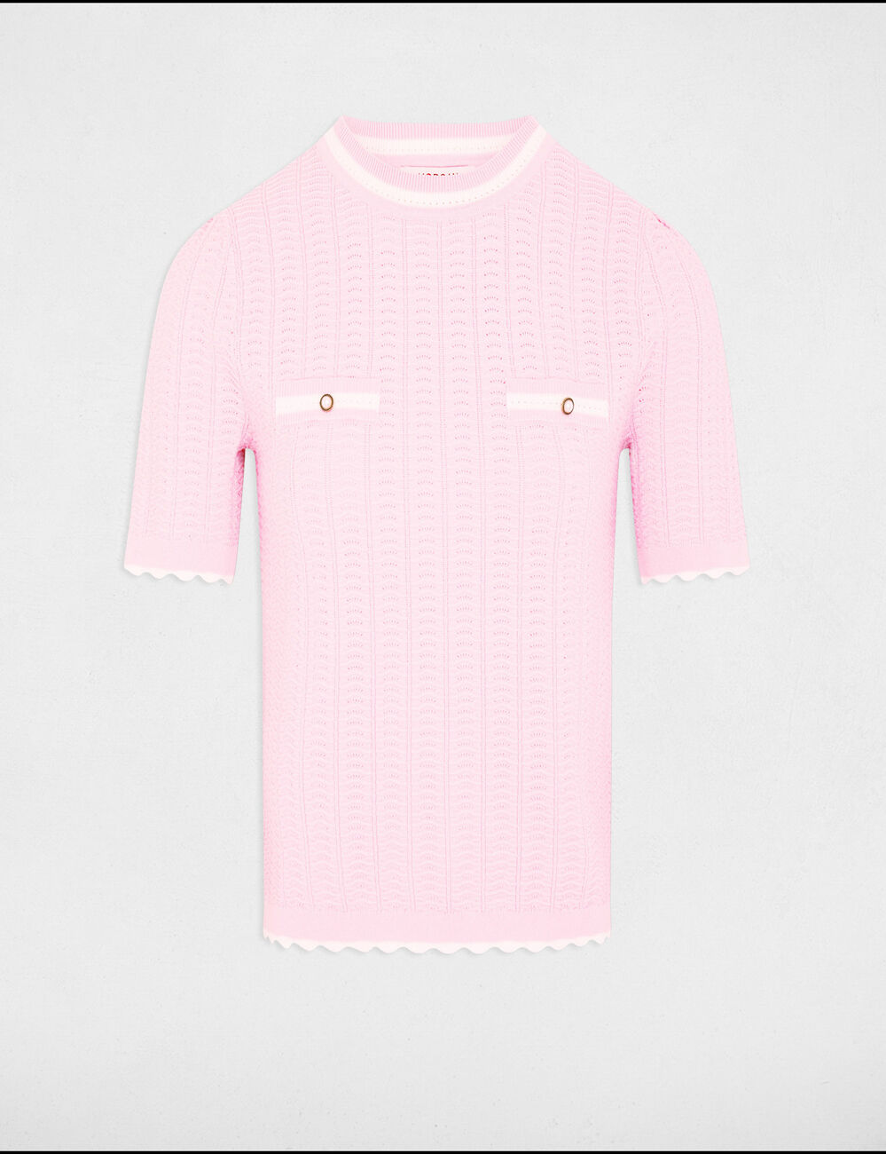 Pull manches courtes rose pastel femme