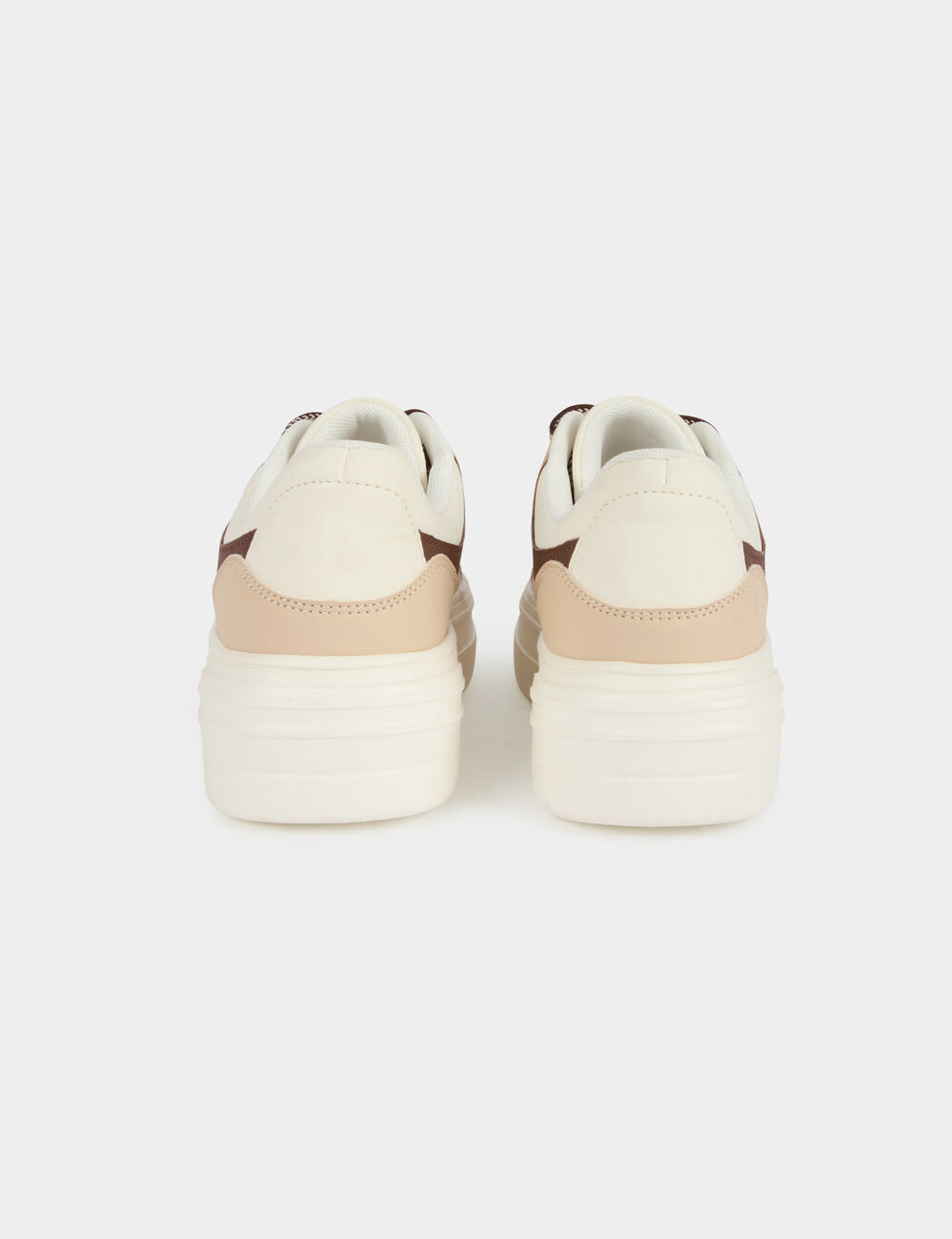 Zweifarbige Kunstleder-Sneaker weiss damen