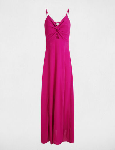 Robe longue droite fendue violet femme
