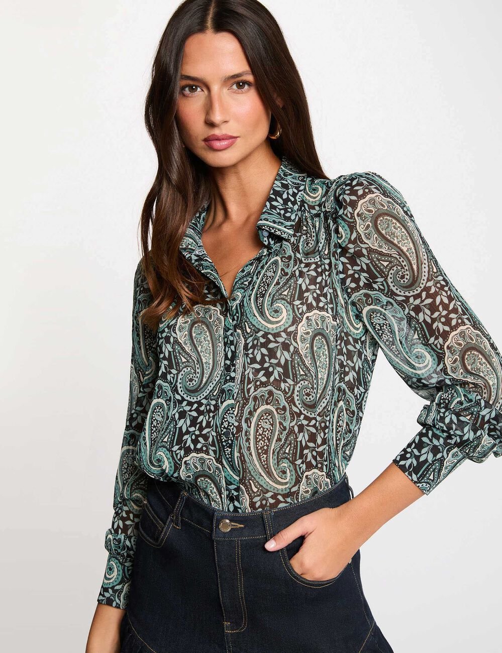 Flie&szlig;endes Hemd mit Print mehrfarbig damen