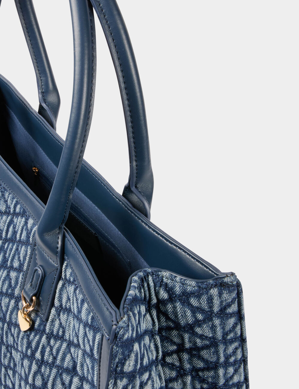 Sac cabas matelass&eacute; denim stone femme