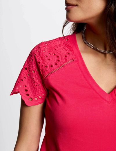 T-shirt manches courtes rose fushia femme