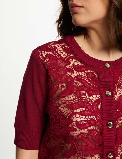 Gilet manches courtes rouge foncé femme
