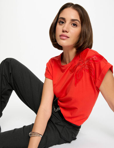 Kurzärmliges T-Shirt orange damen