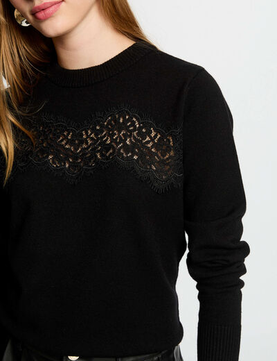 Pullover mit Rundhalsausschnitt schwarz damen