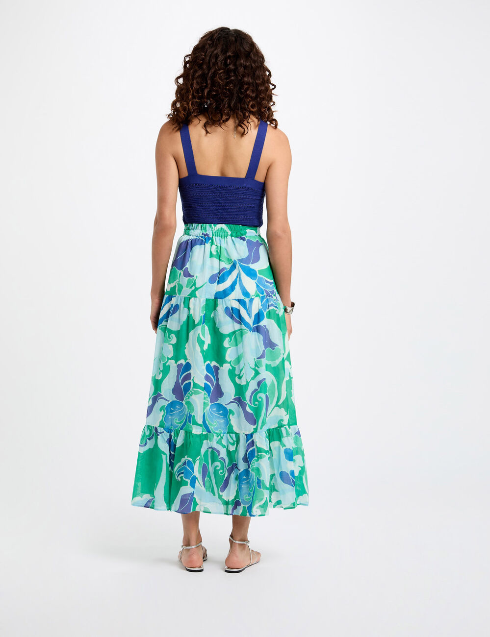 Jupe longue imprimée multicolore femme
