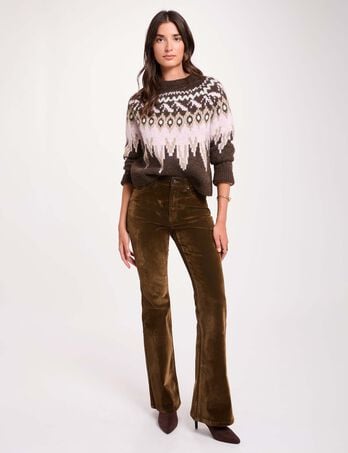 Bootcut-Hose aus Samt bronze farbe damen