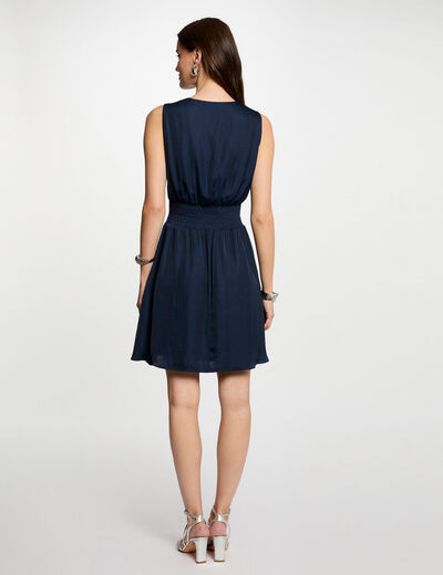 Robe courte droite fluide bleu pétrole femme