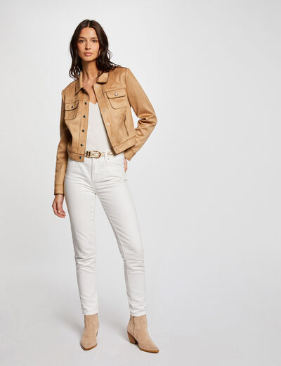 Wildlederblouson mit Knöpfen kamel damen
