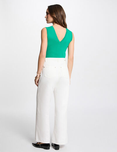 Pull sans manches ajouré vert émeraude femme
