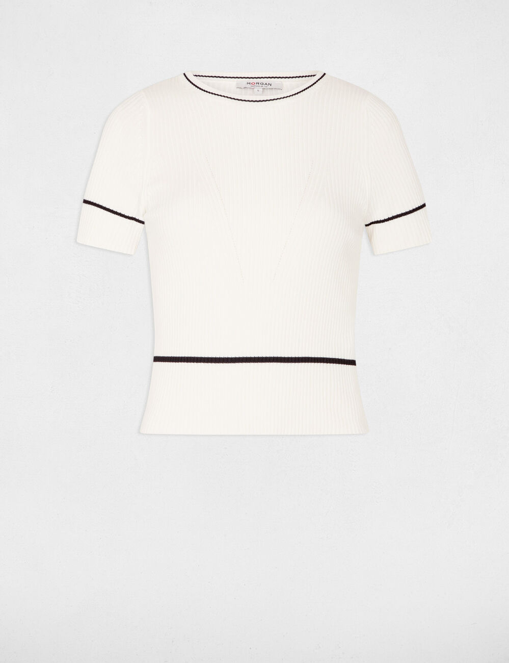 Pull manches courtes blanc femme
