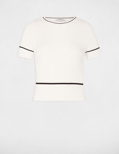Kurzärmeliger Pullover weiss damen