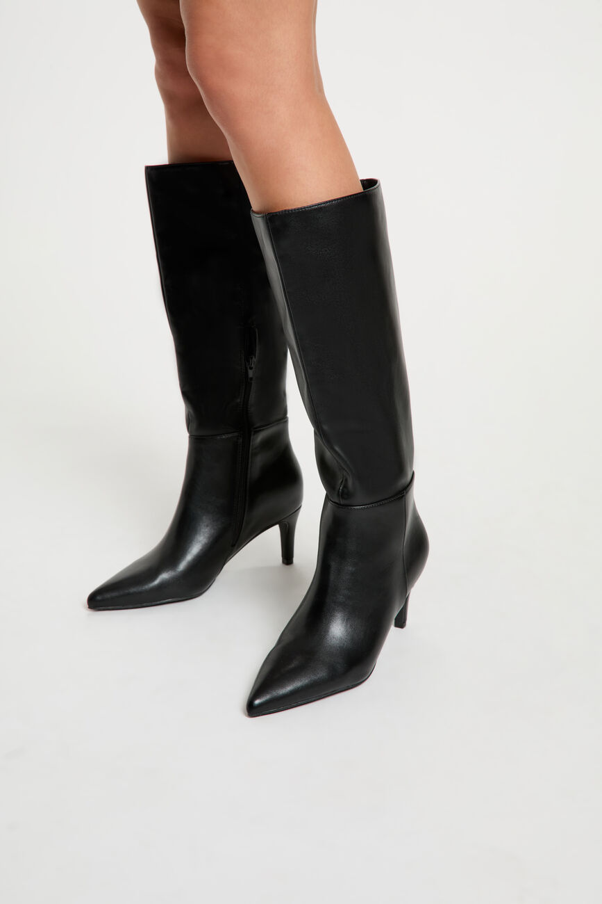 Botte &agrave; talon similicuir noir femme