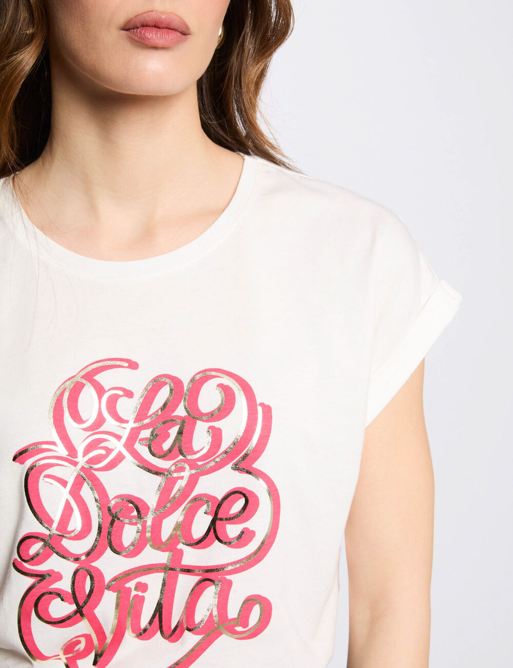 T-shirt mit Aufschrift weiss damen