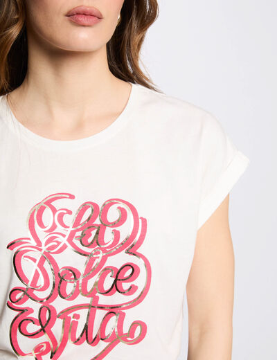 T-shirt mit Aufschrift weiss damen