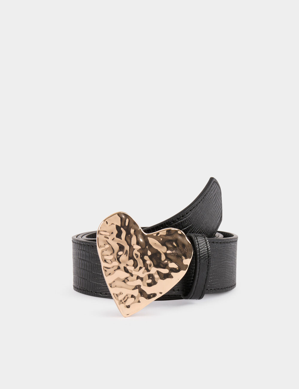 Krokogürtel mit Herzschnalle schwarz damen