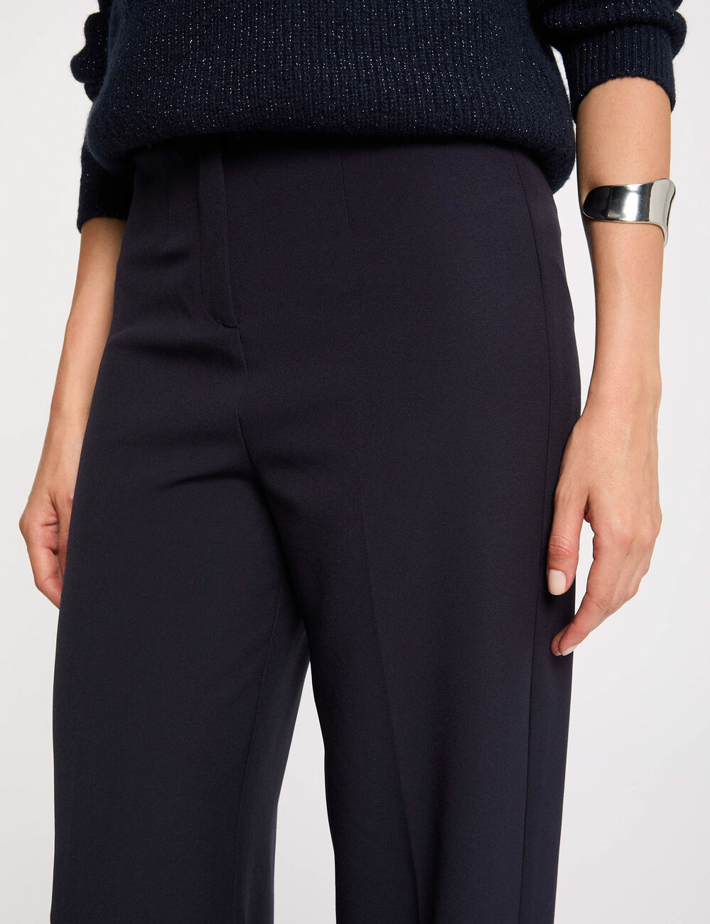 Gerade Hose mit Abnähern marineblau damen