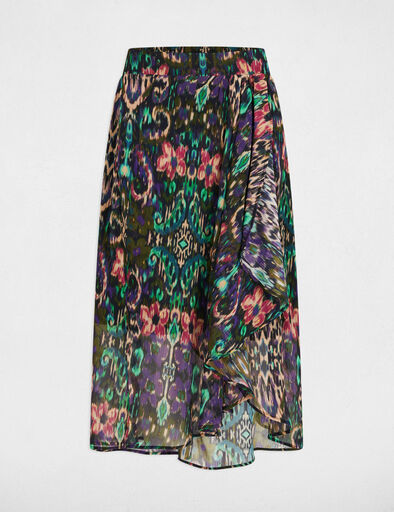 jupe portefeuille imprimee multicolore femme Jupe portefeuille imprimée multicolore femme