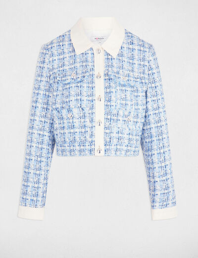 Veste courte tweed multicolore femme