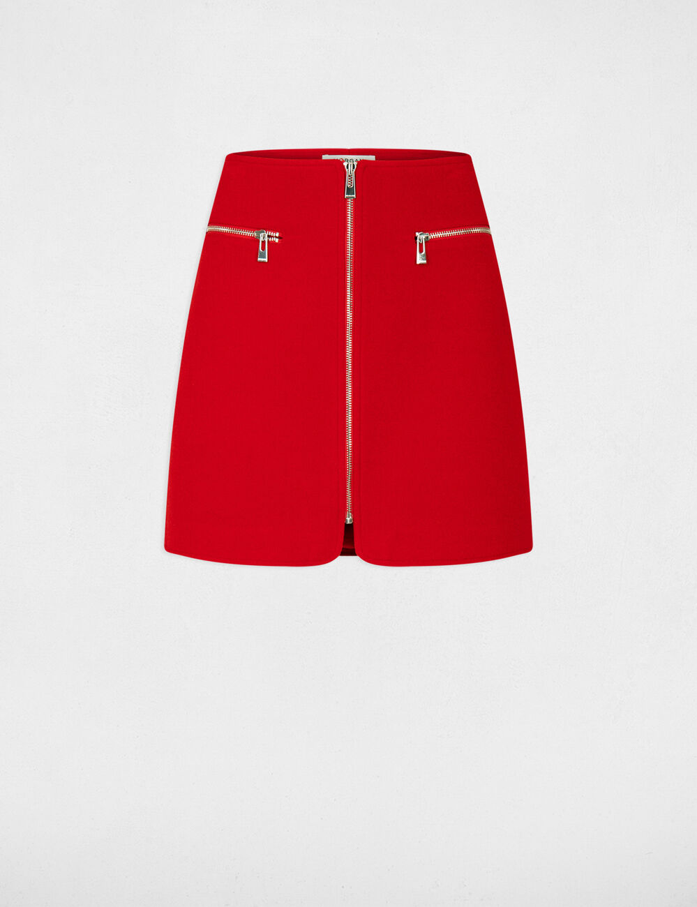 Gerader Rock mit Reissverschluss rot damen