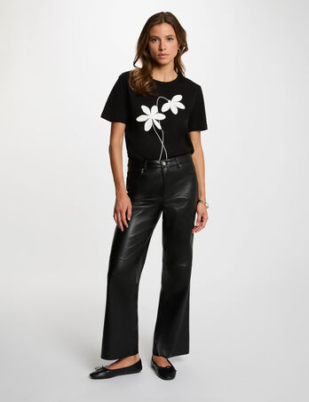 Bootcut-Hose aus Kunstleder schwarz damen