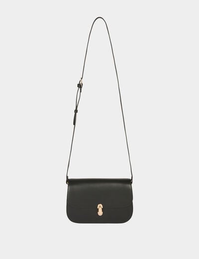 Sac bo&icirc;te bandouli&egrave;re en cuir noir femme
