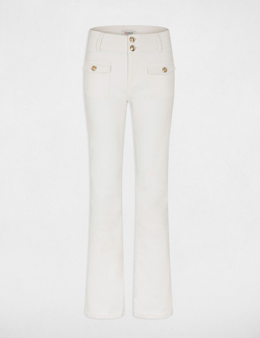 Bootcut-Jeans mit Pattentaschen elfenbein damen
