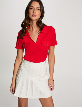 T-shirt mit kurzen Ärmeln rot damen