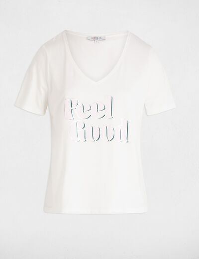 T-Shirt mit Aufschrift weiss damen