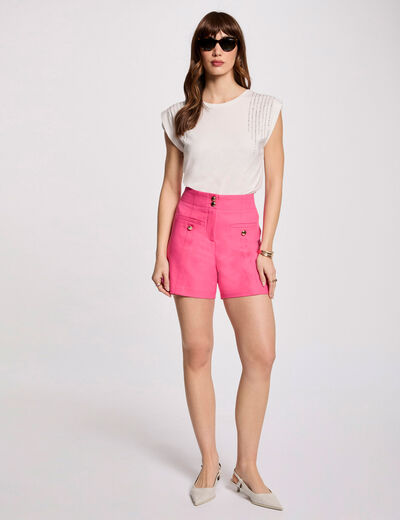 Short droit à pinces rose femme