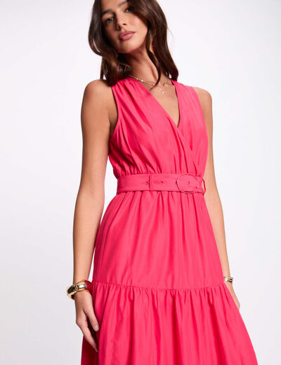 Robe longue droite rose fushia femme
