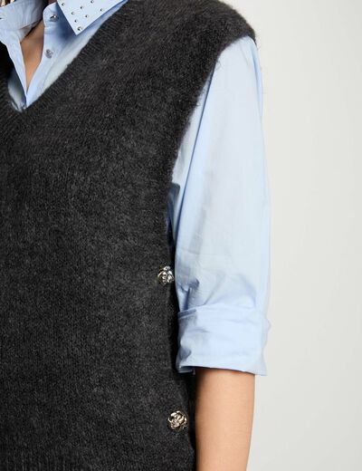 Ärmelloser Pullover dunkelgrau damen