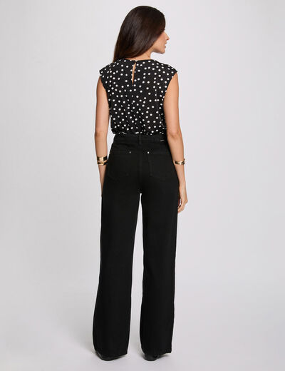 T-shirt court sans manches noir femme