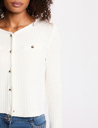 Gilet ajust&eacute; boutonn&eacute; blanc femme